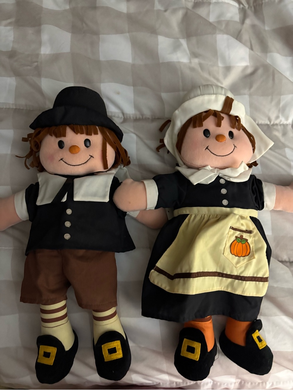 Pilgrim Plush Pair in Black, Cream, Brown and Orange